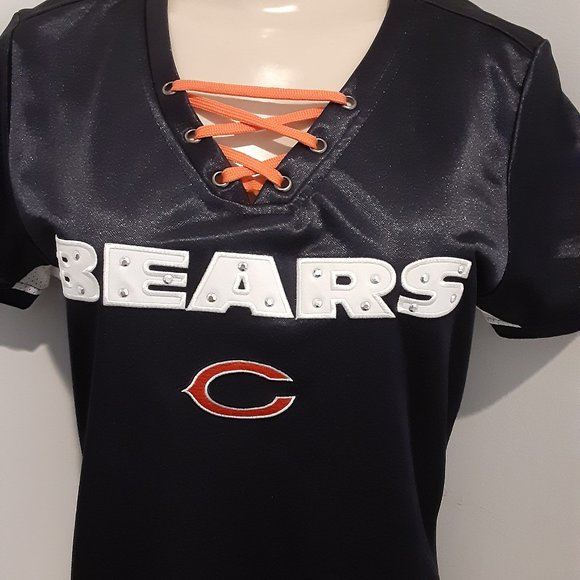 NFL Tops - NFL Ladies Official Chicago Bears Laced Jersey Style Top Size Medium
